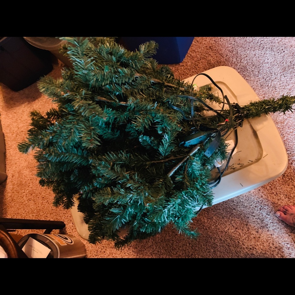 Pre lit Christmas tree and extras